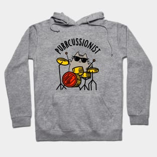 Purr-cussionist Cute Drummer Cat Pun Hoodie